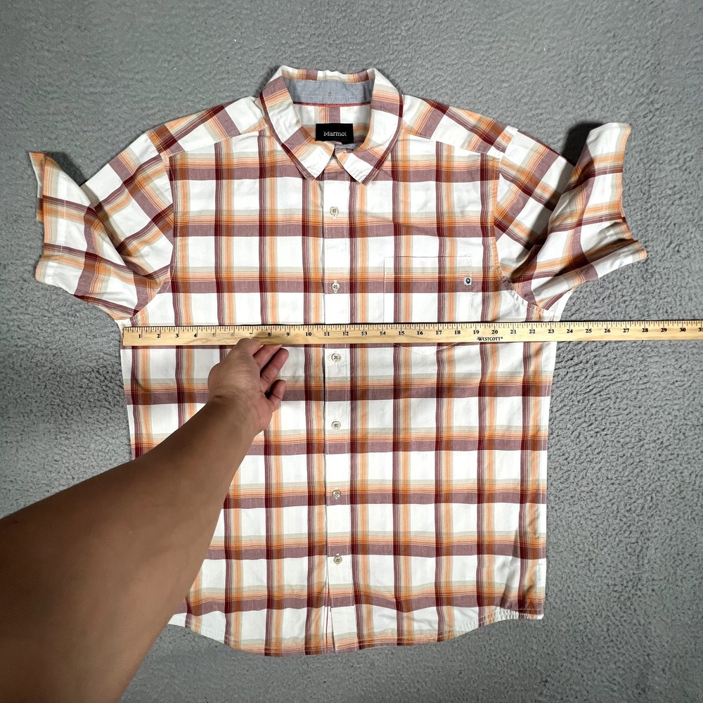 Marmot Shirt Mens Large Plaid Casual Preppy Button Up Pocket Outdoor Hiking Logo - Picture 6 of 11